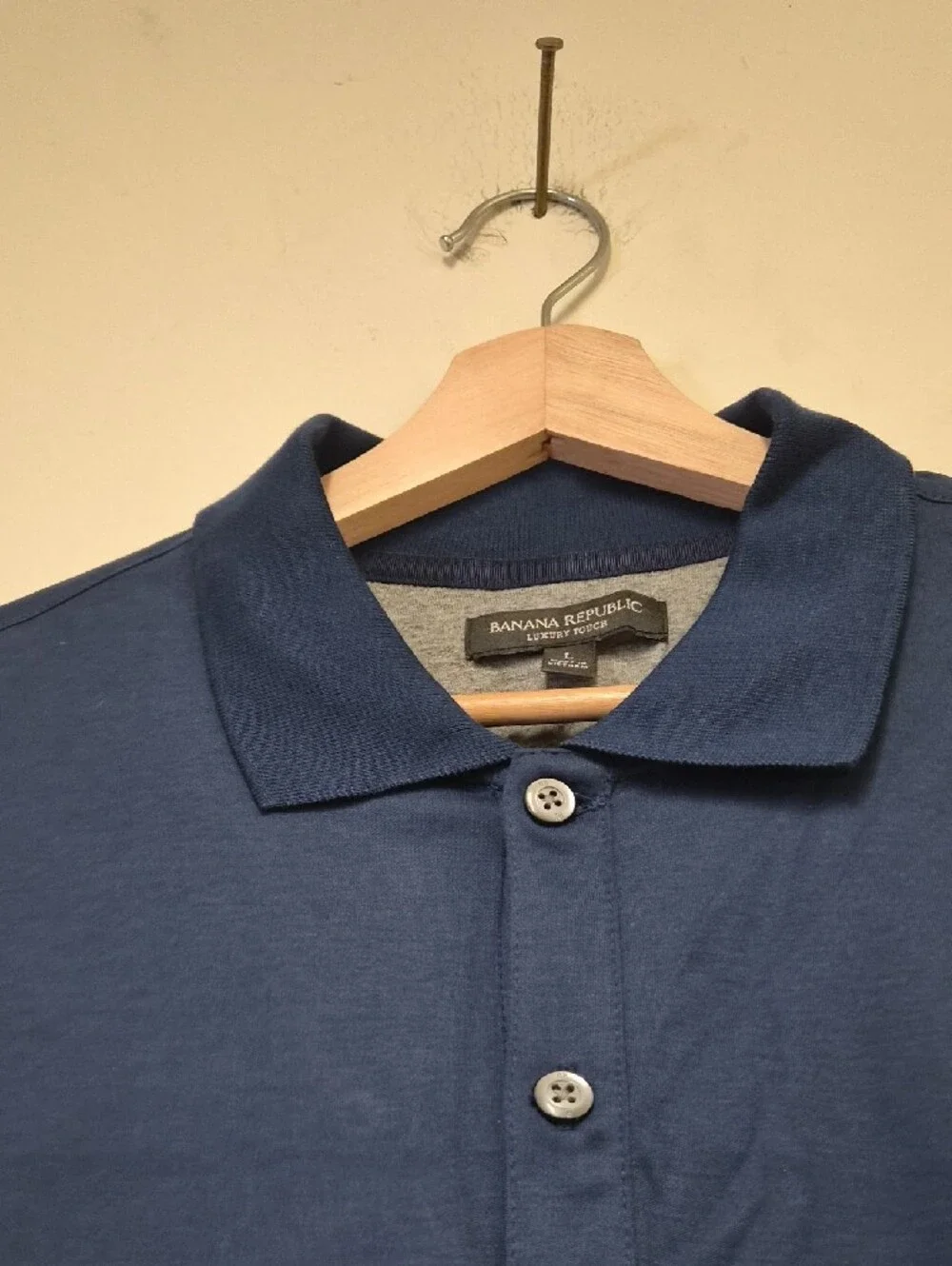 Banana Republic Men's Dark Navy Short-Sleeve Polo Size L